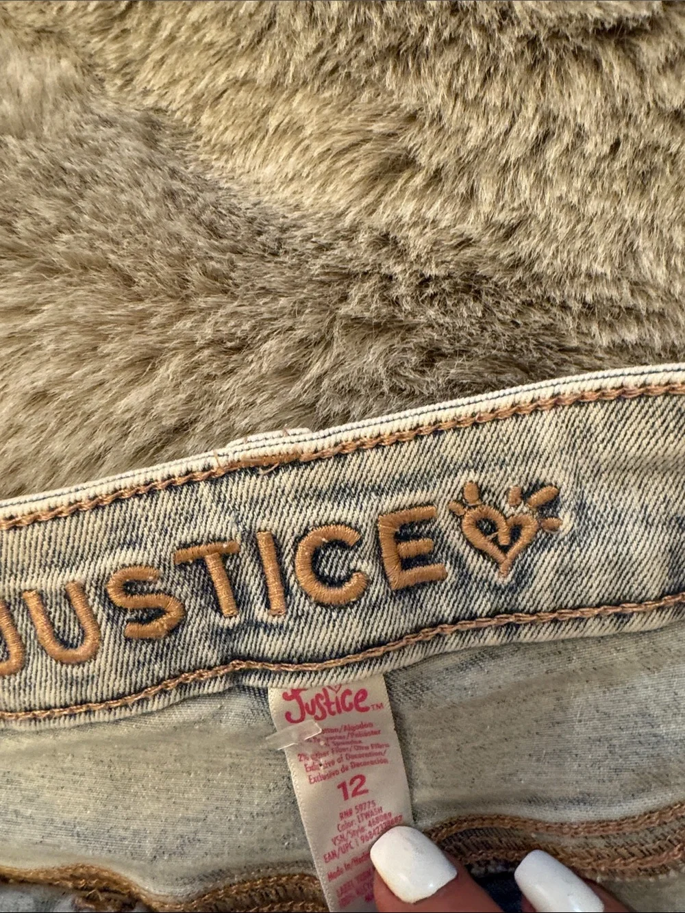Girls Justice Light wash Flare Cargo Jeans with Heart Rings with tags. Sz. 12